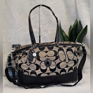 Coach Black and Tan Signature Tote